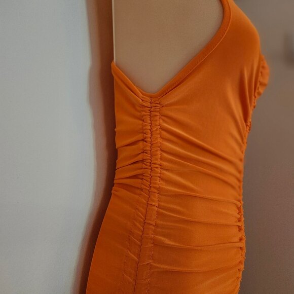 Forever 21 Orange Ruched Gathered Racerback Dress Size M Medium NEW NWT - Picture 5 of 9
